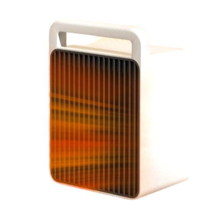 Mini Aerotherma / elektromos radiátor irodai használatra, 900 W, fogantyúval, 2 hőmérsékleti fokozat, 15 cm x 10,3 cm x 21 cm, hordozható, fehér, fekete