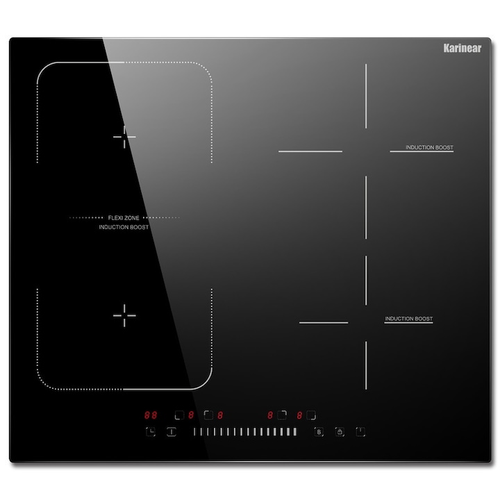 Електрически котлон Karinear 60см, 4 индукционни зони, 7200W, стъкло, сензорно управление