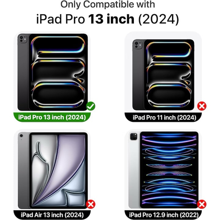 Husa pentru Apple iPad Pro 13 (2024) M4, Tip Stand, Cu Suport Apple Pencil, Albastru