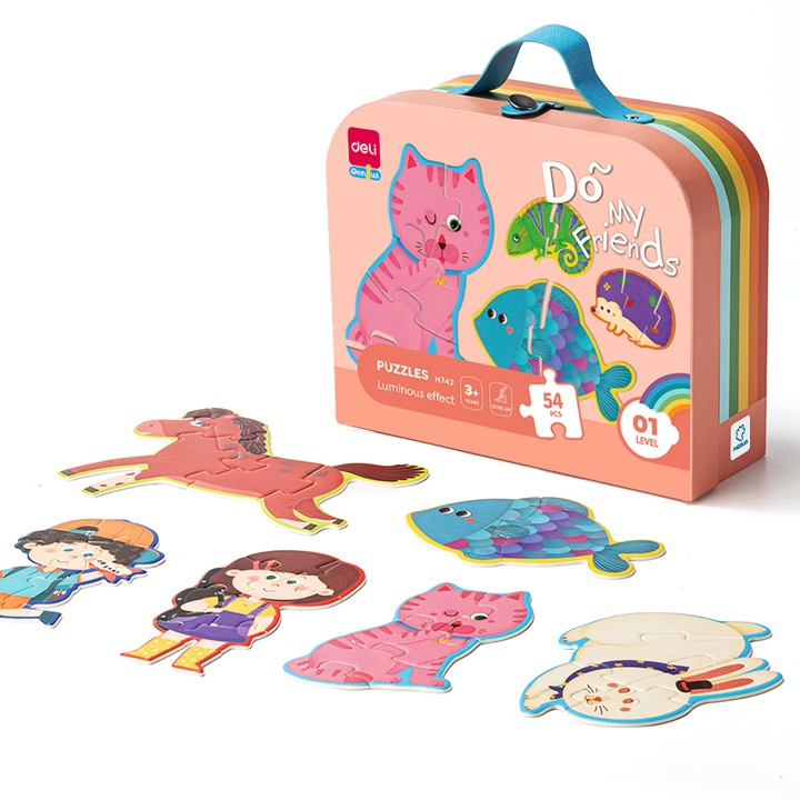 Puzzle, Táska 54 db Luminous Effect Friends 3+, Deli