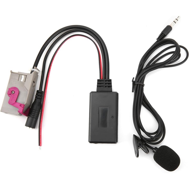 Adaptor bluetooth 5.0 32 PINI, PsAyl®, cu microfon pentru muzica si apeluri, aux in compatibil cu Audi A3 A4 A8 TT R8 Seat RNS-E, 12V, Negru