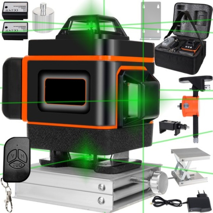 Nivela laser 4D Suntrade, 16 linii, verde, 25m, set complet