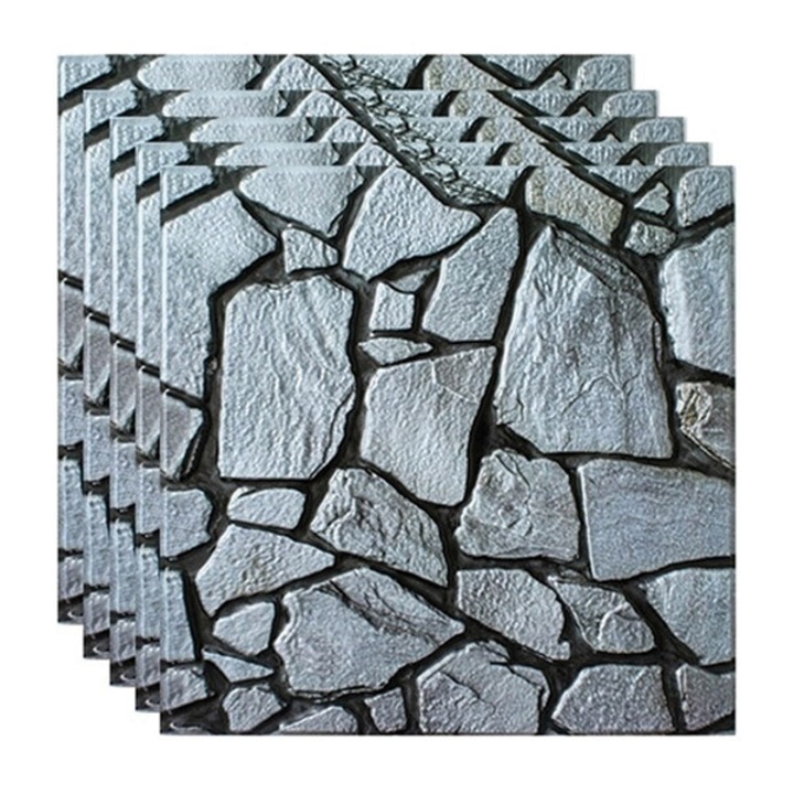 3D Öntapadós Falimatrica Kő Mintával, 10 Darab, Vízhatlan és Könnyen Telepíthető, 30 x 30 cm, Szürke