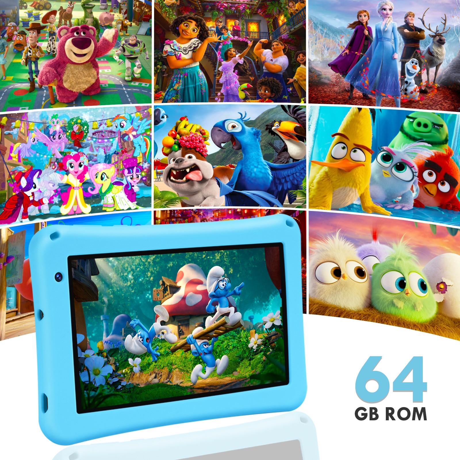 Tableta copii 7 inci，BRILLAR Tableta Android 13, octa-core，8GB RAM，64GB，WIFI，Bluetooth, Albastru cer