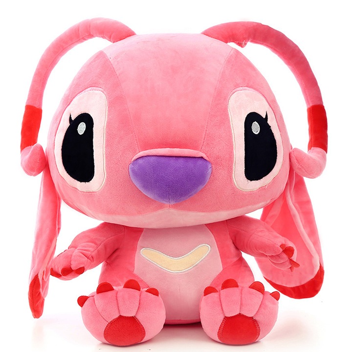 Плюшена играчка Pink Stitch 33 см, плюшена играчка с меки уши, плюшена фигурка Pink Stitch, плюшена фигурка Lilo & Stitch, розова детска плюшена играчка