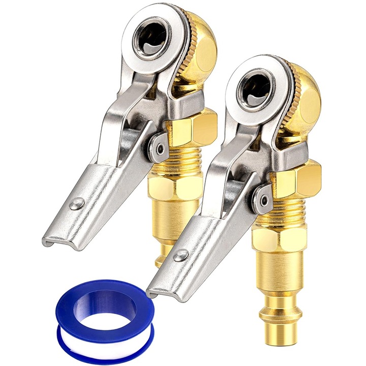 Cap pentru pompa de umflat LEIISVK, conector rapid american 1/4 NPT, alama, auriu, 2 bucăți
