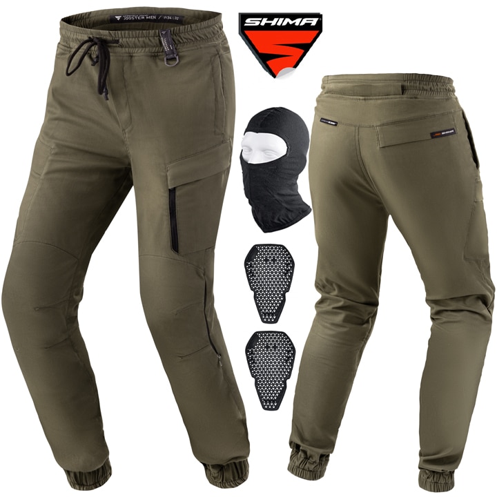 Pantaloni moto jogger, Shima Joggster, Kaki, 32 - eMAG.ro