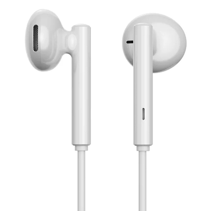 Vezetékes sztereó fejhallgató kompatibilis Apple iPhone 16 / 16 Plus / 16 Pro / 16 Pro Max, Optim Solution, Type-C, Magas minőségi szabványok, Fél fülbe helyezhető, Hi-Fi hangzás, zajcsökkentés, telefonhívás, zene, sport , Ergonomikus, fehér