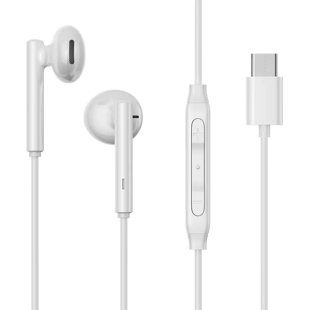 Casti Type-C cu Fir, OPTIM SOLUTION, High Quality Standards, Half In-Ear Design, Sunet Hi-Fi, Izolare Fonica, Calitate Audio Superioara, Phone Calls, Music, Sport, Confort Ergonomic, Compatibilitate Larga, Alb