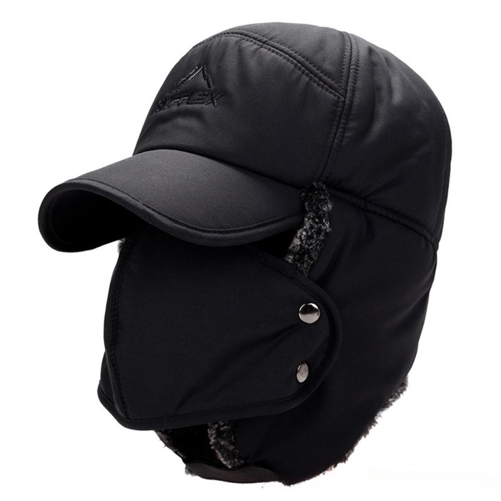 TopKiss férfi sapka integrált maszkkal és fülvédővel, fekete, 55-60 cm