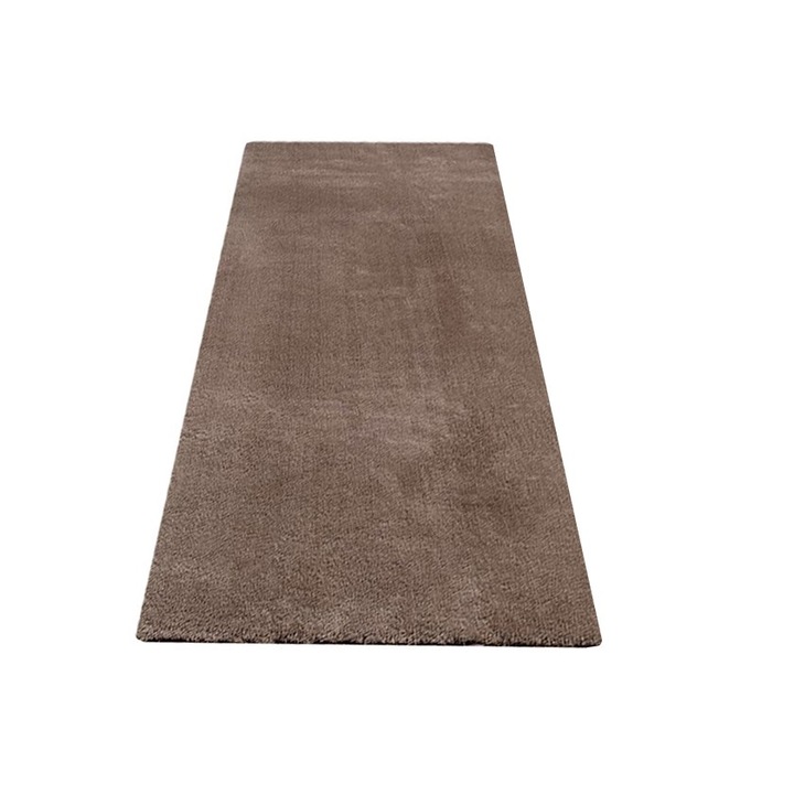 Килим против плъзгане, пухкав, кафяв, полиестер, 60 x 120 см