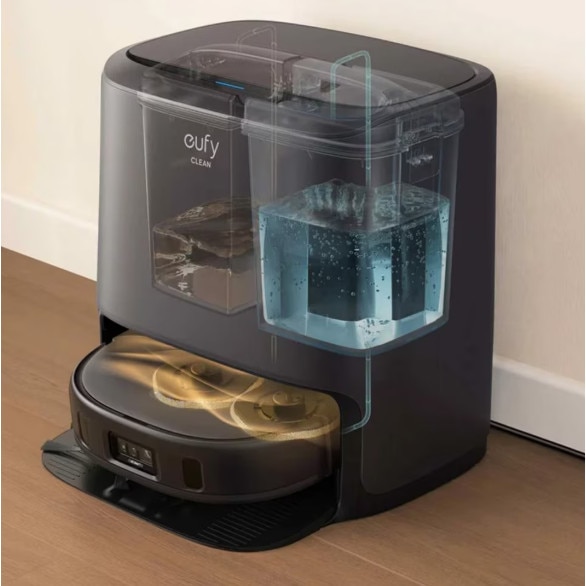 Robot de aspirare Eufy Clean X9 Pro, aspirator si mop, 5500Pa, autonomie 240 min, navigare cu laser, 5200 mAh, recipient praf 410 ml, statie de incarcare/curatare, uscare mop, negru