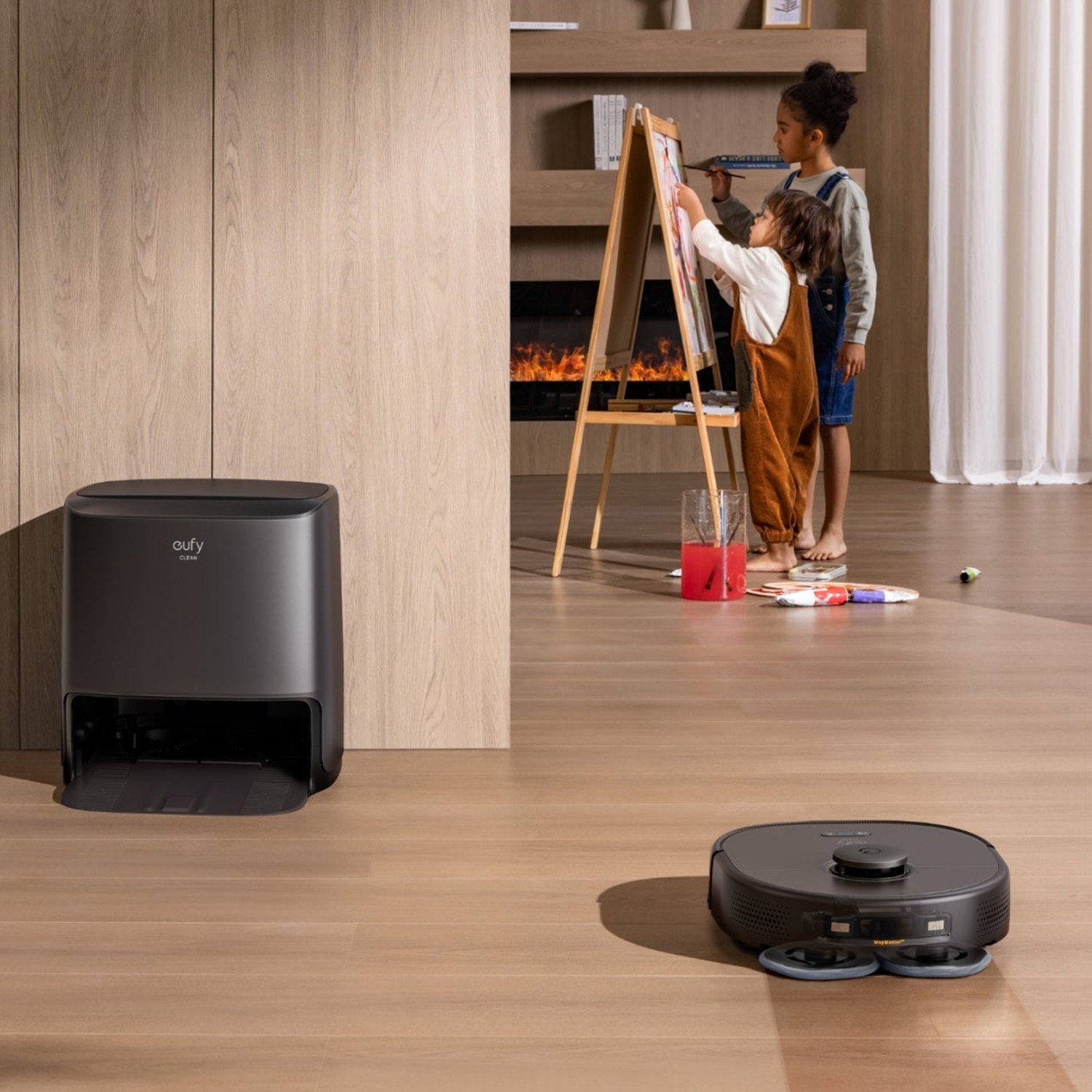 Robot de aspirare Eufy Clean X9 Pro, aspirator si mop, 5500Pa, autonomie 240 min, navigare cu laser, 5200 mAh, recipient praf 410 ml, statie de incarcare/curatare, uscare mop, negru