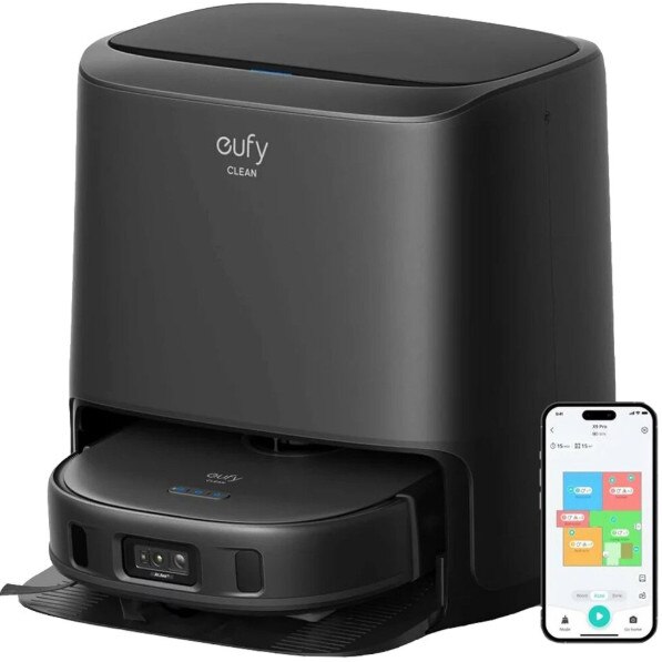 Robot de aspirare Eufy Clean X9 Pro, aspirator si mop, 5500Pa, autonomie 240 min, navigare cu laser, 5200 mAh, recipient praf 410 ml, statie de incarcare/curatare, uscare mop, negru
