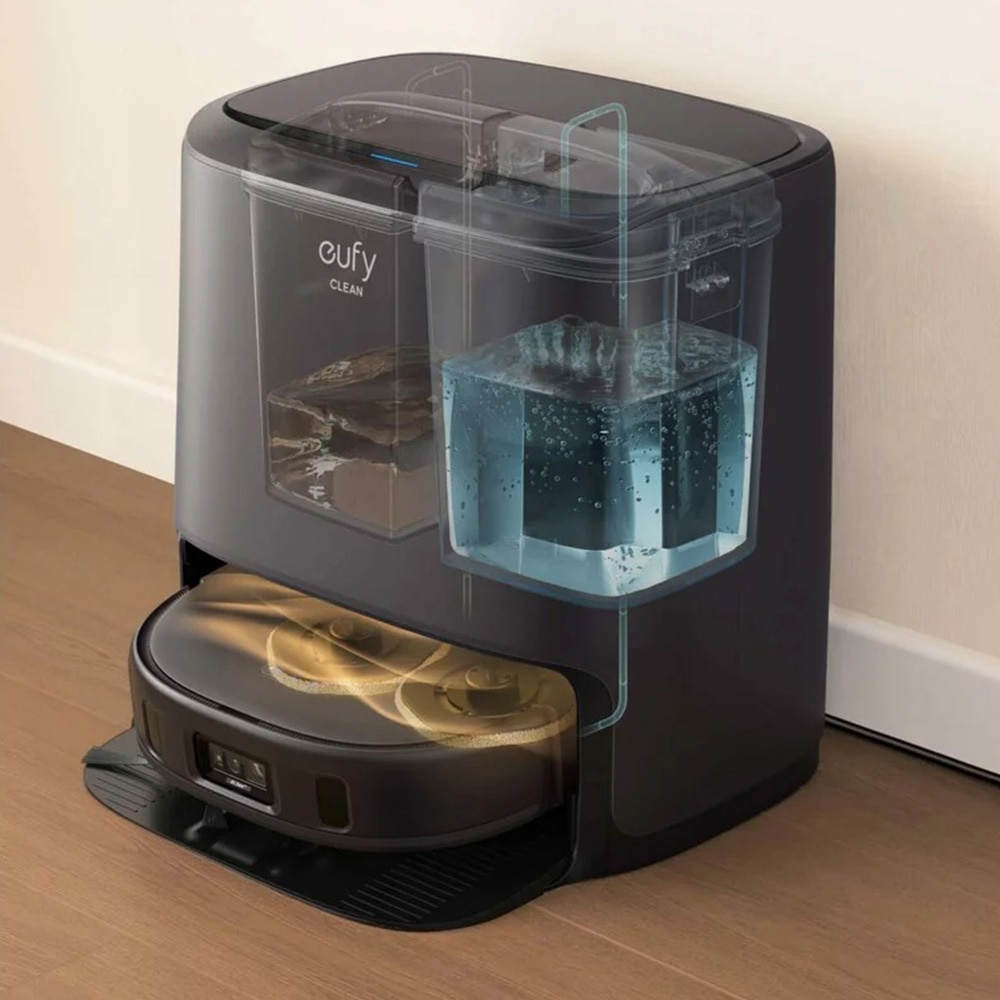 Robot de aspirare Eufy Clean X9 Pro, aspirator si mop, 5500Pa, autonomie 240 min, navigare cu laser, 5200 mAh, recipient praf 410 ml, statie de incarcare/curatare, uscare mop, negru