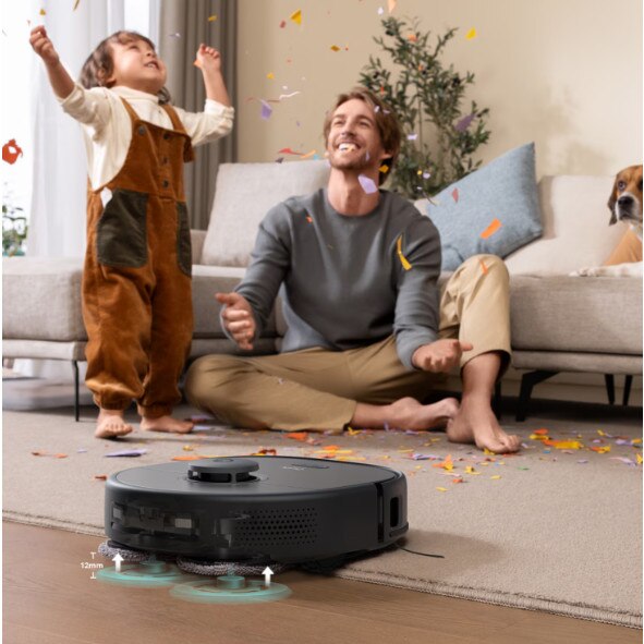 Robot de aspirare Eufy Clean X9 Pro, aspirator si mop, 5500Pa, autonomie 240 min, navigare cu laser, 5200 mAh, recipient praf 410 ml, statie de incarcare/curatare, uscare mop, negru