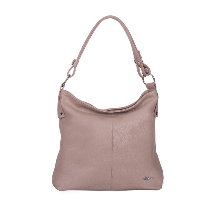 Geanta Zevo Piele Naturala Ara, Crem