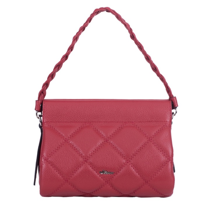 Geanta Zevo dama piele naturala matlasata marime medie Amedeea, Rosu