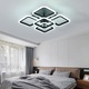 Lustra LED dimabila cu telecomanda lumina cald/neutru/rece + RGB StrongLED 120W intensitate reglabila 5 patrate, carcasa Neagra ZenLED®