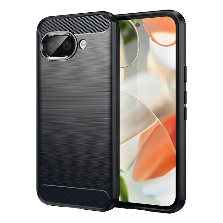 Tok Google Pixel 9a telefonhoz – Techsuit Carbon Silicone – fekete