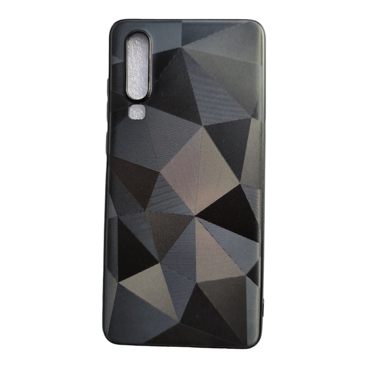 Husa compatibila cu Huawei P30, cu textura diamant 3D, Negru