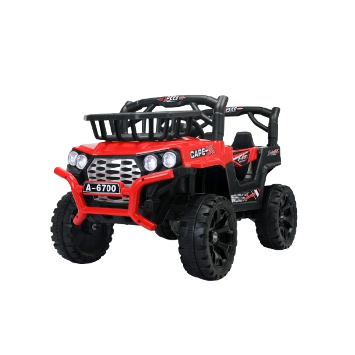 Masinuta electrica Kinderauto BJKQ6700, putere 4x 25W 12V, scaun tapitat, Rosu