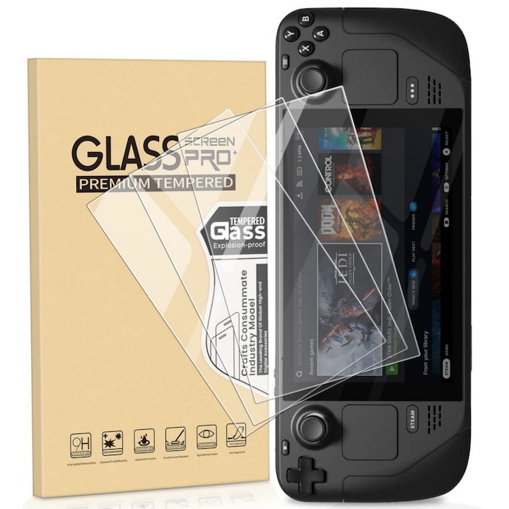 5 Steam Deck képernyővédő készlet, Ultra HD Glass, 9H keménység, Vanaxalife®, Transparent