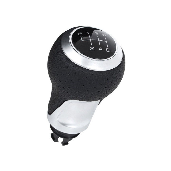 MODECAR, Sebességváltó gomb, Audi A4, fekete, ezüst részletekkel, 6 sebesség, 12 mm
