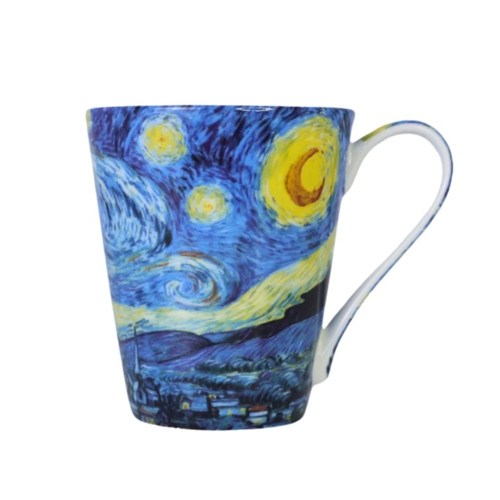 Van Gogh porcelánbögre, zöld dobozban, Starry Night nyomattal