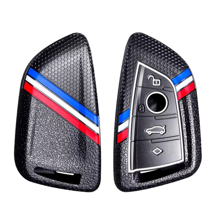 Husa cheie 4 butoane AUTOTOB®, din silicon, BMW, negru/multicolor