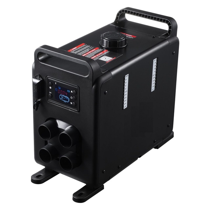 Incalzitor stationar, Sirocou diesel, 8 kW, 220 VAC, 12/24 V DC, Telecomanda, Bluetooth, consum 0.18-0.35 l/h, Alarma Monoxid de Carbon, Panou led, Negru