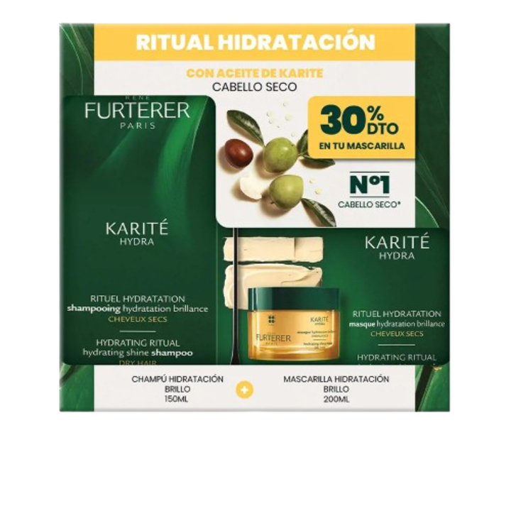 Set Sampon cu efect hidratant 150 ml + Masca de par reparatoare 200 ml, Rene Furterer Karite Hydra