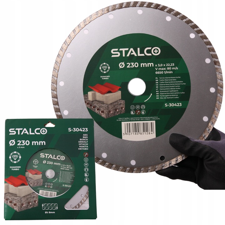 Stalco gyémánt tárcsa, száraz vágás, vasbeton, sokoldalú, Ø230x2,6x22,23 mm, ezüst/zöld