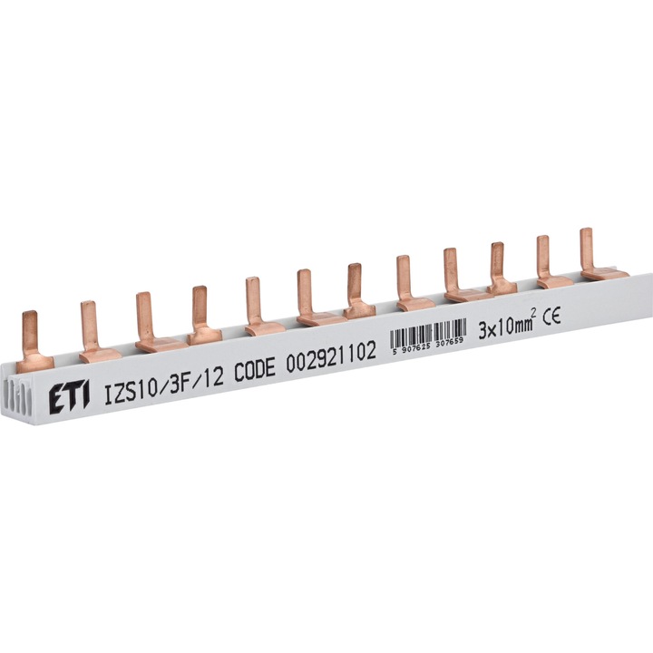 Busbar 12 module, tip pin, 3P, 100A, IZS10, 002921102, ETI