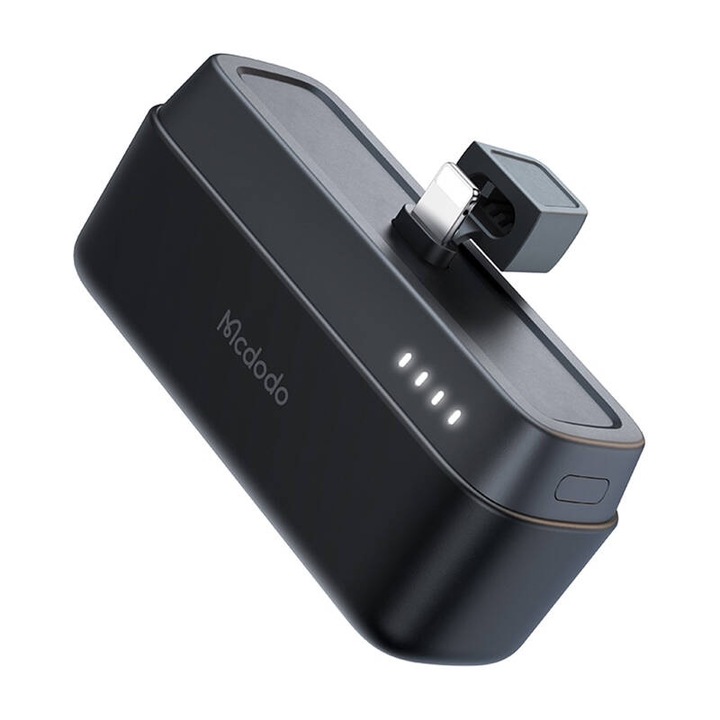 Преносима външна батерия Mcdodo MC-6281, 5000 mAh, 20W, LED, вграден мъжки Lightning конектор, Черен