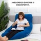 Perna gravide Infiniteea™ 3 in 1, Multifunctionala, Alaptare, Sustinere Bebelusi, Suport Burta, Spate, Gat, Picioare, Forma de L, Husa detasabila, 175 cm, Umplutura Premium, Husa Catifelata si Moale, Albastra
