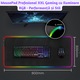 MousePad profesional XXL gaming cu iluminare RGB LUVLU™, 11 moduri de lumini LED, suprafata moale si rezistenta la stropire, baza anti-alunecare cauciucata, margini cusute, cablu usb inclus, 800x300x4mm, Negru