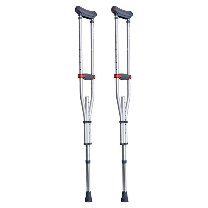 Set 2 carje din aluminiu cu sprijin subaxilar, Inaltime reglabila 970-1565 mm, marime universala