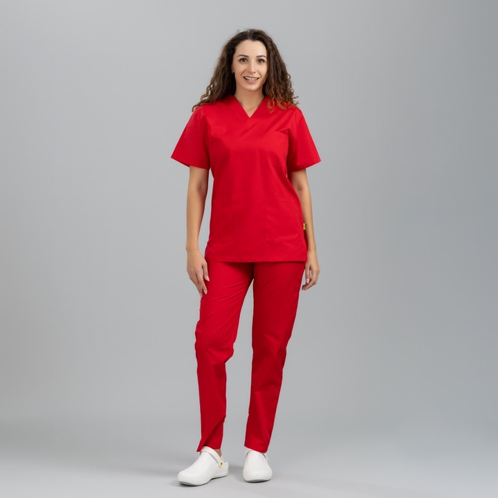 Costum medical unisex 115 gr BENETO, SafetyOne, rosu, L