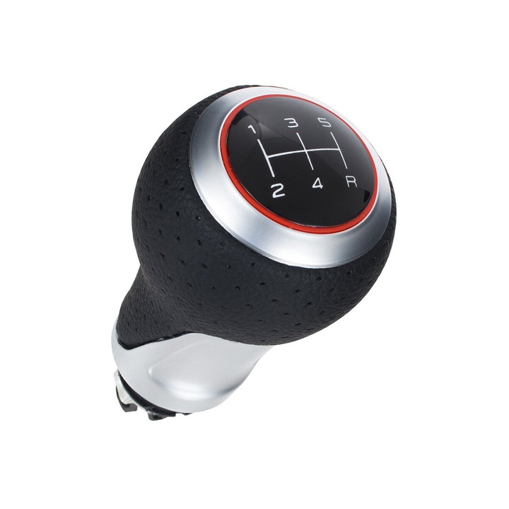 Sebességváltó gomb, MODECAR, S-LINE, fekete, ezüst részletekkel, 12mm