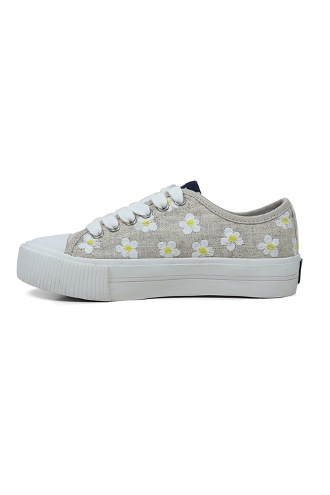 GAP, Tenisi cu broderie florala, Alb, Gri deschis, Galben, 35 EU