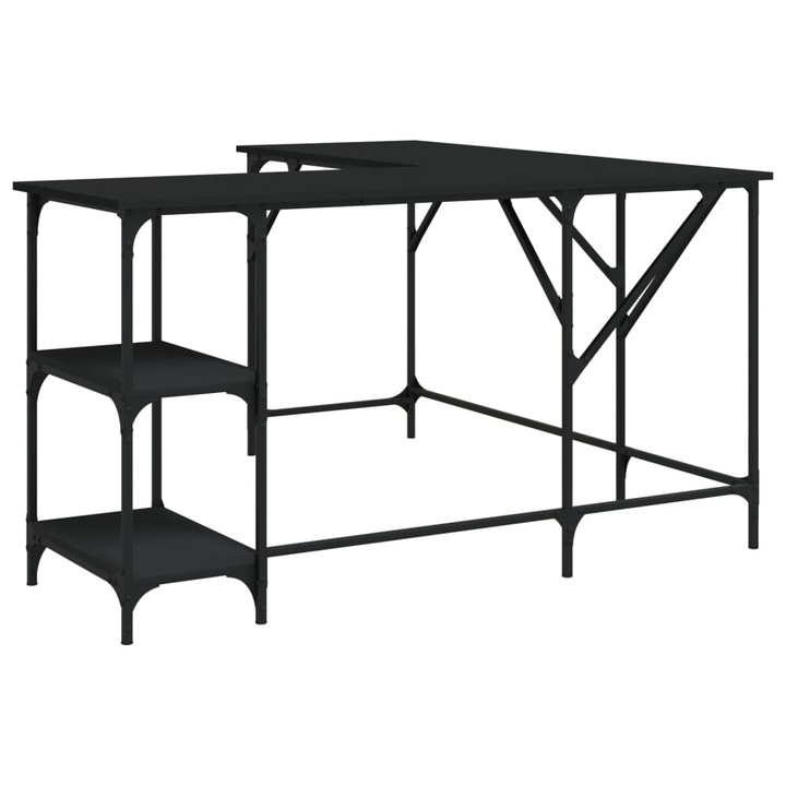 Birou vidaXL, negru, 139x139x75 cm, lemn prelucrat, 23.4 Kg