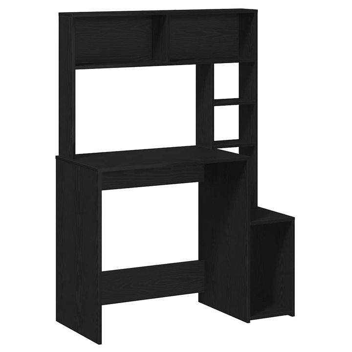Birou cu rafturi vidaXL, negru, 100x45x140 cm, lemn compozit, 24.85 Kg