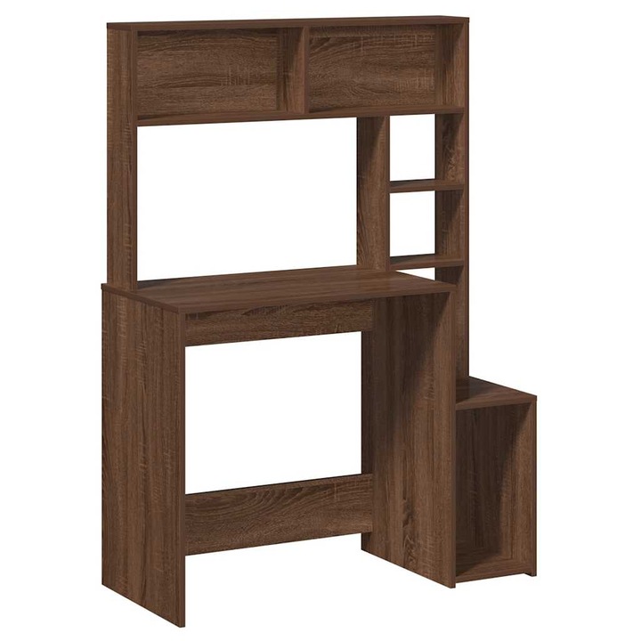 Бюро с рафтове vidaXL, кафяв дъб, 100x45x140 см, инженерно дърво, 24.75 Kg