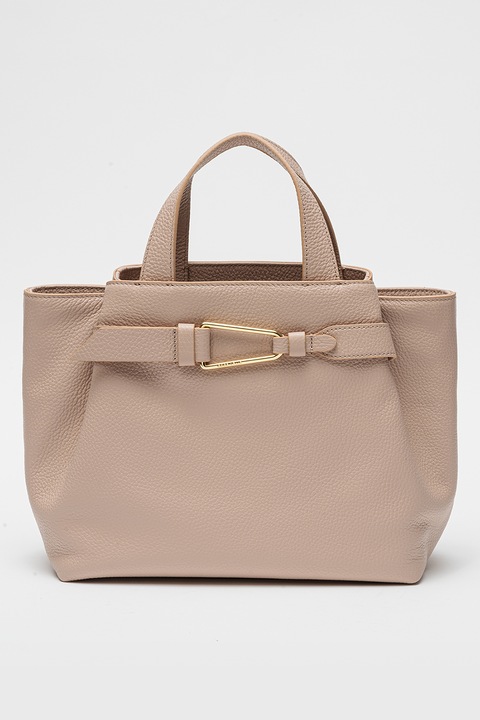 COCCINELLE, Geanta din piele cu maner, Maro taupe deschis