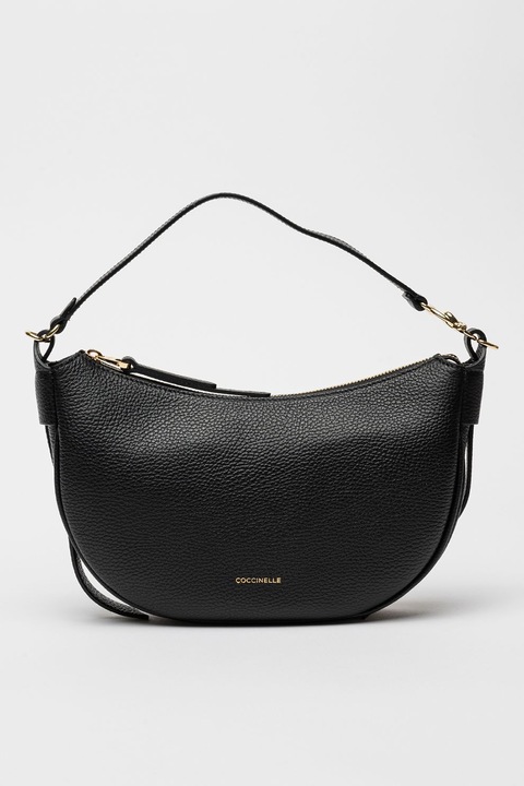 COCCINELLE, Geanta din piele cu bareta de umar si aspect texturat C-Easy, Negru
