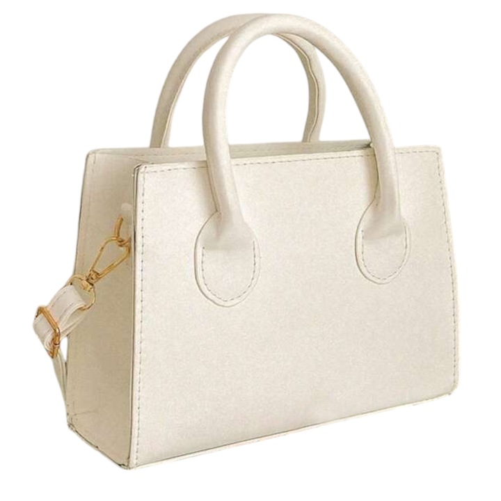 Minimalista táska, két fogantyúval és levehető pánttal - Fehér