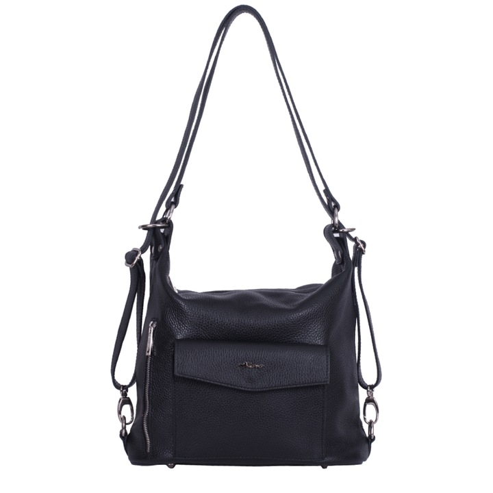 Geanta Zevo tip rucsac dama piele naturala Anca, Negru