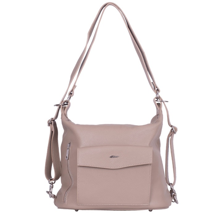 Geanta Zevo tip rucsac dama piele naturala Anca, Crem