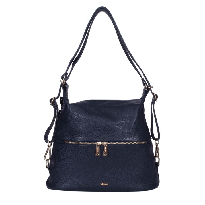 Geanta Zevo tip rucsac dama piele naturala Anita, Bleumarin